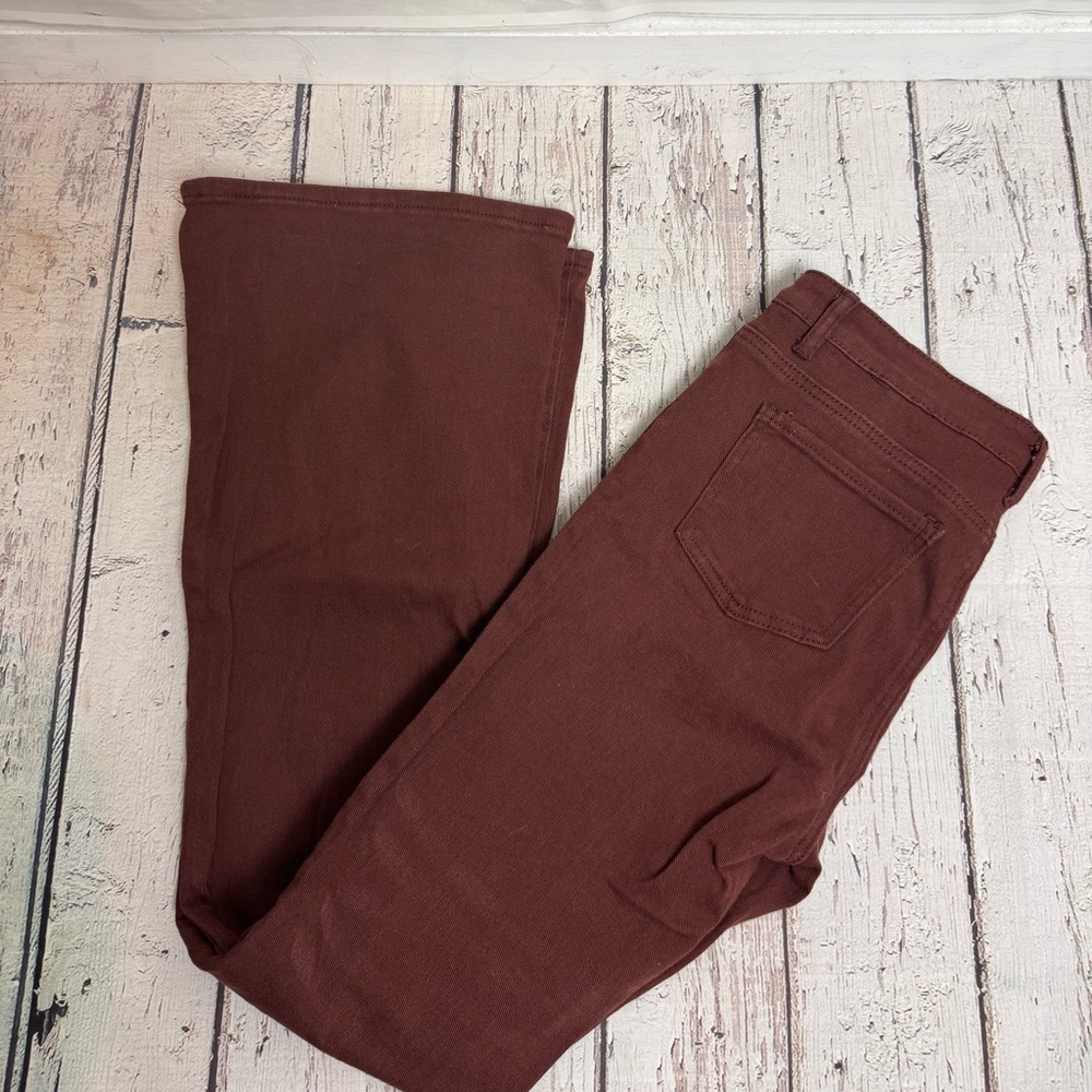 Brown corduroy kick flare pants